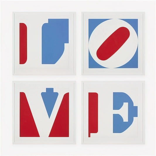 Robert Indiana: Unpacking the Numerical Language and the Significance of '7' in Pop Art - Four Panel Love by Robert Indiana