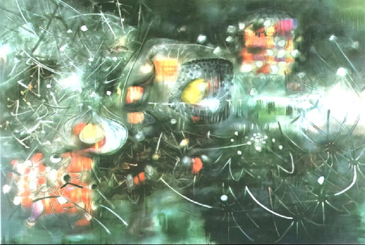 Roberto Matta Brushed Aluminum Print: The Ultimate Guide to Surrealist Art on Metal - TO GIVE PAINLESS LIGHT 1955 by Roberto Matta