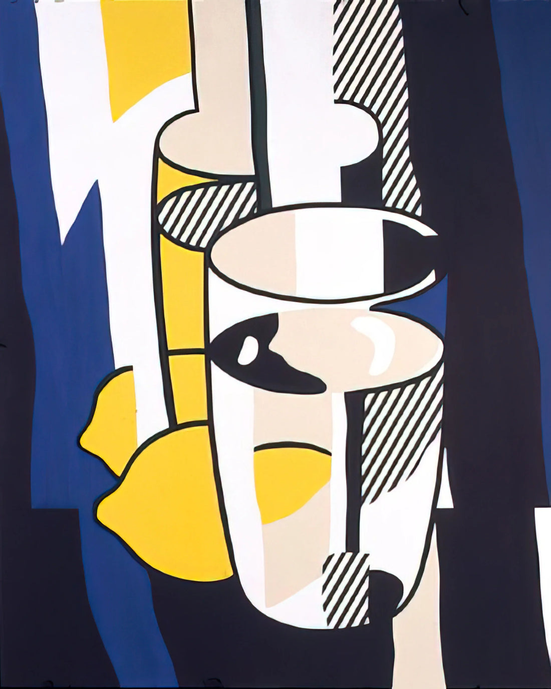 Roy Lichtenstein 1961: The Transformative Year That Redefined Pop Art - GLASS AND LEMON IN A MIRROR 1974 by Roy Lichtenstein