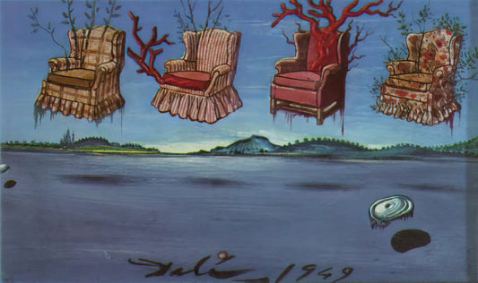 Salvador Dalí Dark Paintings: Exploring the Shadows of Surrealism - FOUR ARMCHAIRS IN THE SKY by Salvador Dali