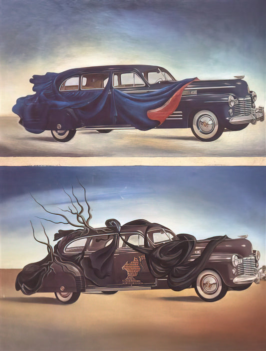 Salvador Dalí's Don Quixote: Surrealism Meets Spanish Literary Icon in Art Prints - CAR CLOTHING CLOTHED AUTOMOBILE by Salvador Dali