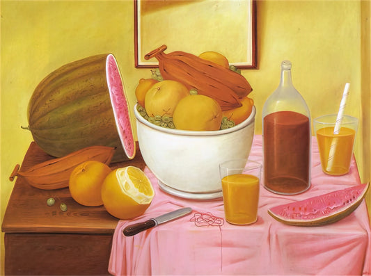 Taschen Botero: Delving into the Volumetric Grandeur of Fernando Botero's Art - STILL LIFE WITH ORANGEADE by Fernando Botero