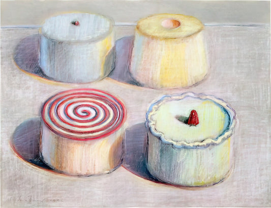 The Enduring Allure of Wayne Thiebaud Art Work: A Deep Dive - Four Cakes - 1996 by Wayne Thiebaud