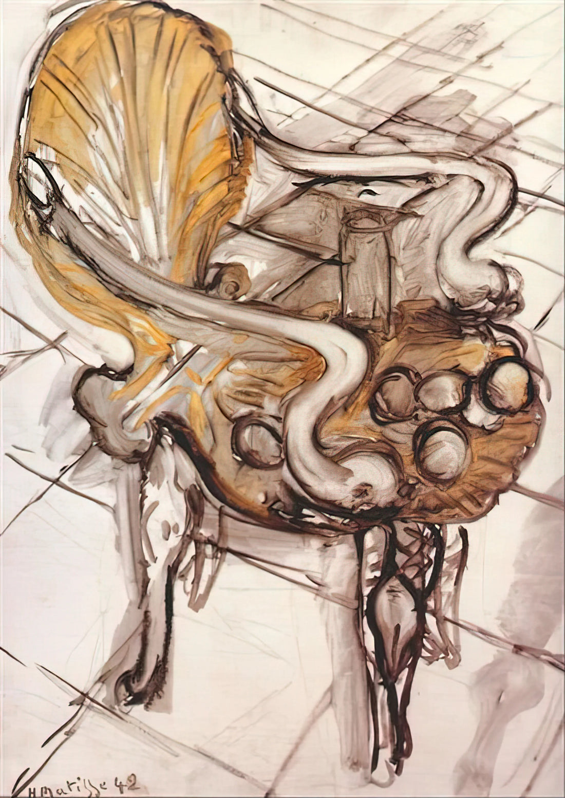 The Enduring Allure of a "Matisse Exhibition Poster Original" - VENETIAN ARMCHAIR WITH FRUITS 1942 by Henri Matisse