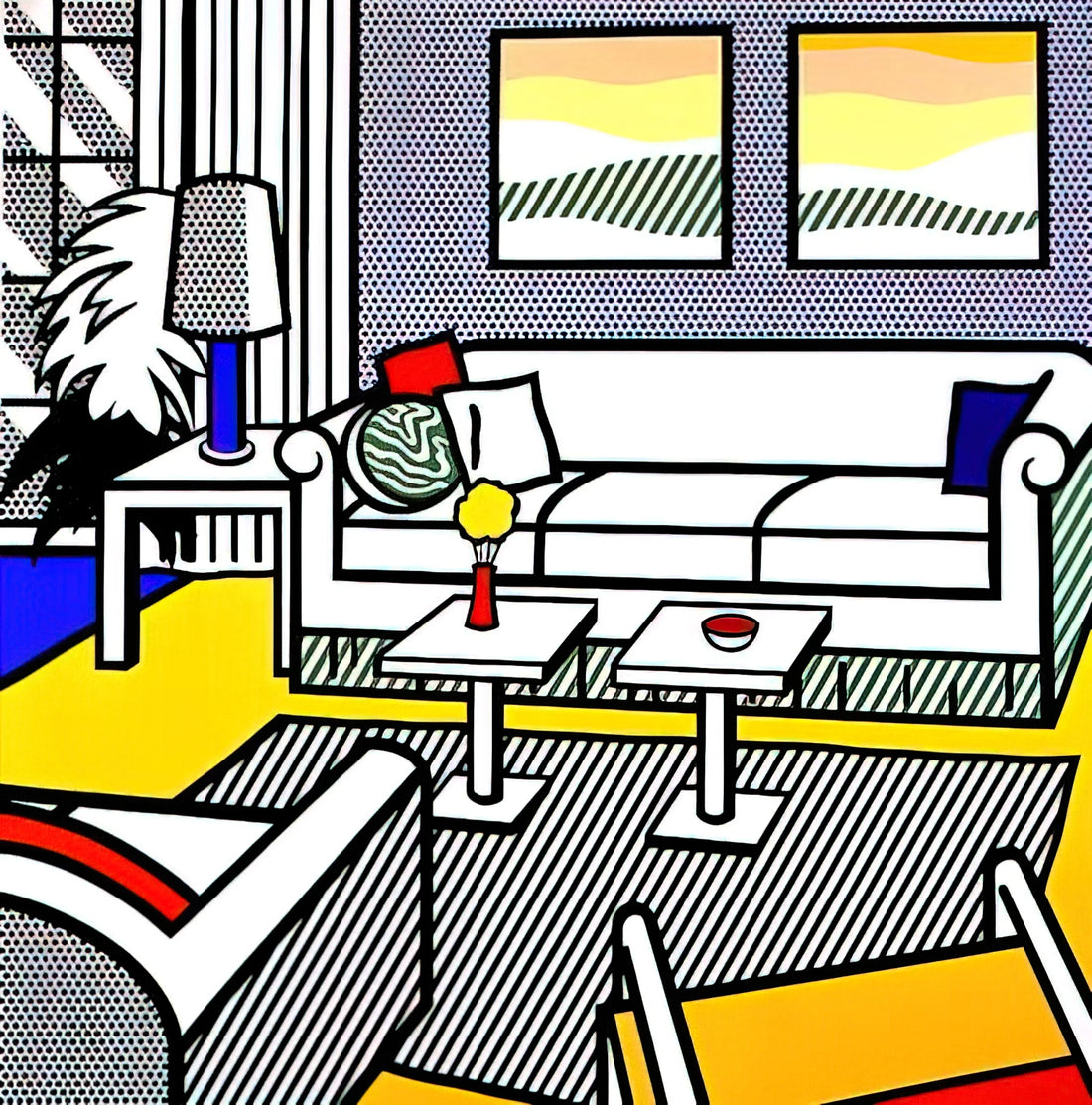 The Prints of Roy Lichtenstein: A Definitive Guide to Pop Art Iconography - INTERIOR WITH RESTFUL PAINTINGS 1991 by Roy Lichtenstein