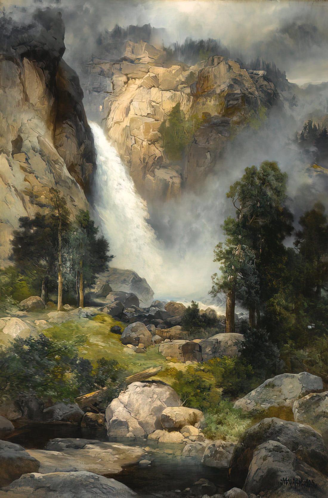 Thomas Moran Portrait: The Artist Behind America's Western Landscapes - Cascade Falls, Yosemite by Thomas Moran