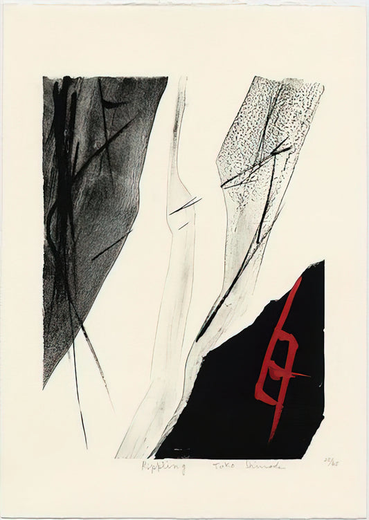 Toko Shinoda Print: The Elegant Synthesis of Japanese Calligraphy and Abstract Expressionism - Rippling - 1983 by Toko Shinoda