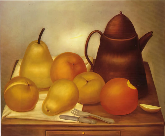 Understanding Botero Painting Prices: A Collector's Guide to Value, Authenticity, and Investment - STILL LIFE WITH COFFEE POT by Fernando Botero