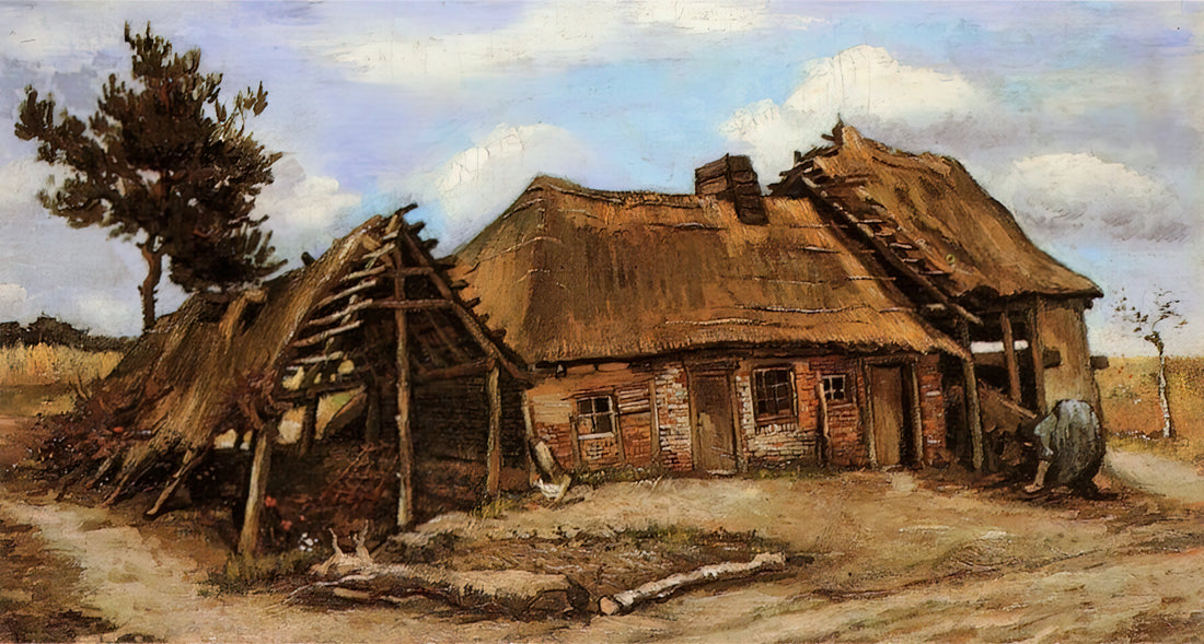 Understanding Van Gogh Painting Prices: A Collector's Guide to Market Value and Investment - Cottage with Decrepit Barn and Stooping Woman by Vincent van Gogh
