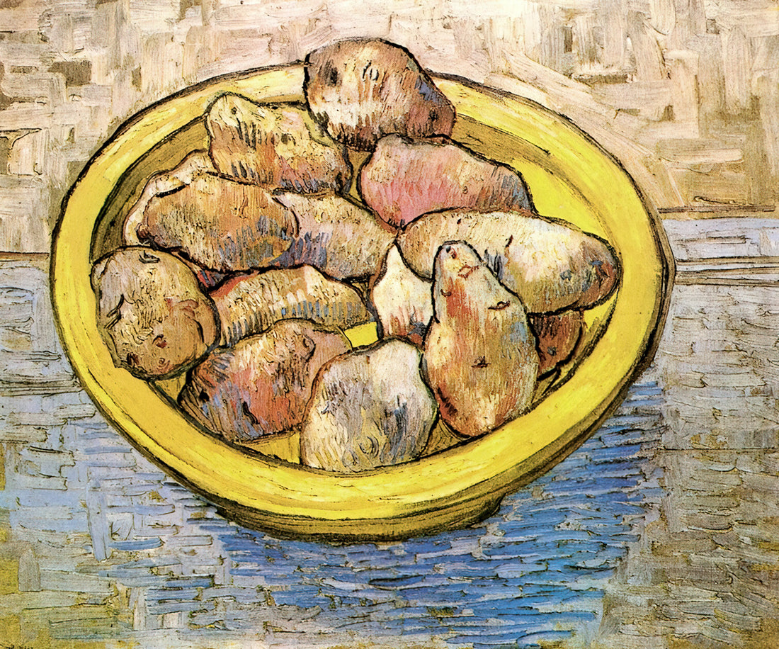 Van Gogh Almond Blossom Framed: A Symbol of Hope in the Artist's Final Spring - Still Life Potatoes in a Yellow Dish by Vincent van Gogh