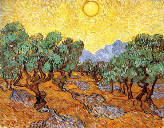 Van Gogh Canvas Prints: A Collector's Guide to Museum-Quality Art in Your Home - Olive Trees with Yellow Sky and Sun by Vincent van Gogh