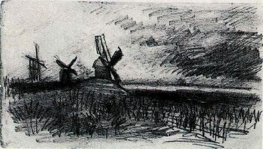 Van Gogh Pop Art: When Post-Impressionism Meets Modern Rebellion - Windmills at Montmartre by Vincent van Gogh