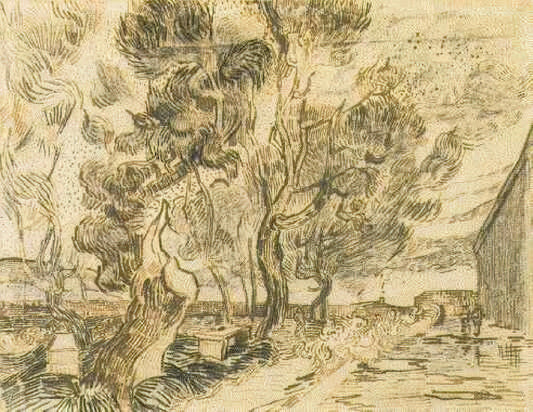 Van Gogh Prints for Sale: A Curator's Guide to Collecting Museum-Quality Reproductions - A Corner of the Asylum and the Garden with a Heavy, sawn-off Tree by Vincent van Gogh