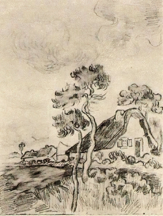 Van Gogh Roses Print: The Saint-Rémy Masterpiece of Botanical Intensity - Cottages and Trees by Vincent van Gogh