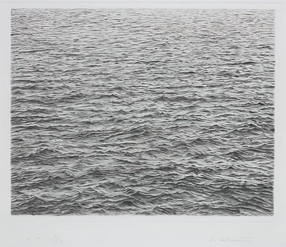 Vija Celmins: The Meditative Precision of Ocean, Desert, and Night Sky - DRYPOINT OCEAN SURFACE 1983 by Vija Celmins