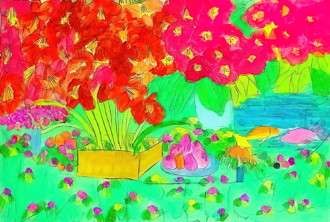 Walasse Ting Framed Art Print: A Collector's Guide to Vibrant Expressionism - Rose Garden - 1990 by Walasse Ting