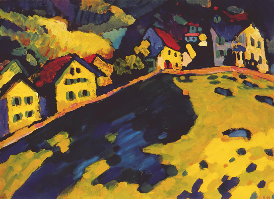 Wassily Kandinsky Posters: A Journey into Abstract Expressionism and Modern Art - HOUSES AT MURNAU 1909 by Wassily Kandinsky