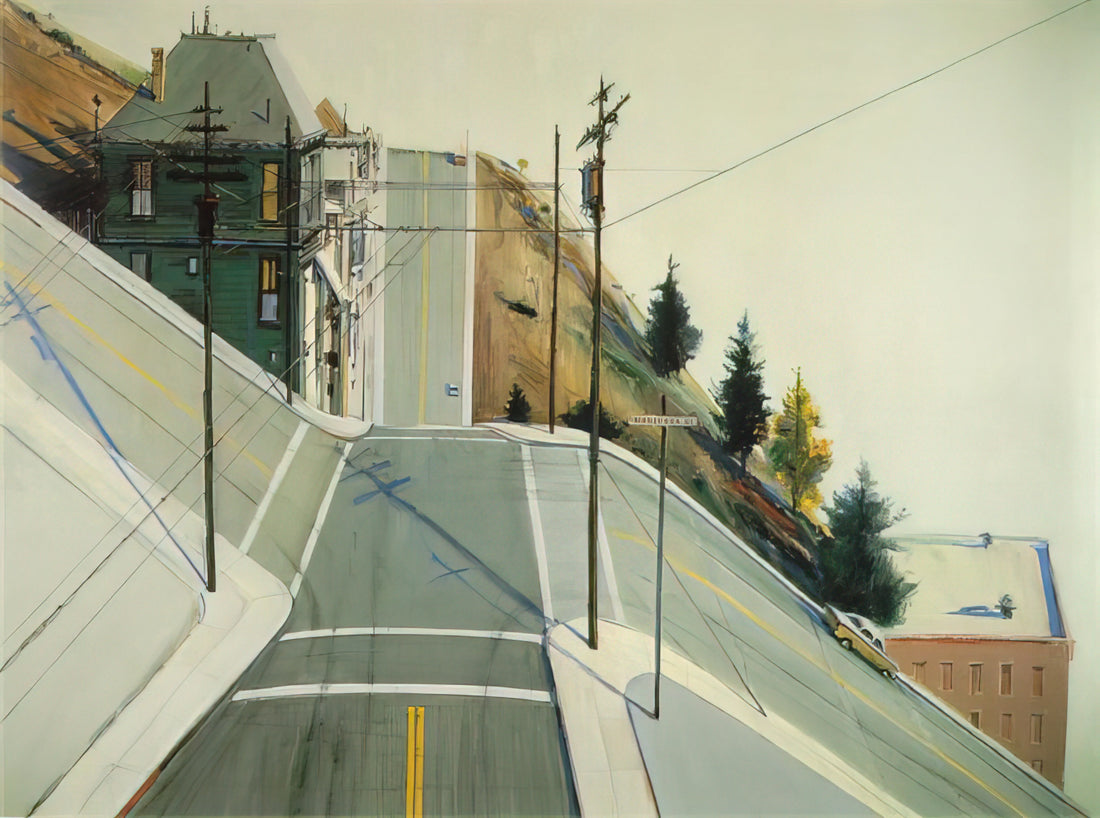 Wayne Thiebaud Style: A Delectable Analysis of the Painter's Iconic Visual Language - 24th Street Intersection - 1977 by Wayne Thiebaud