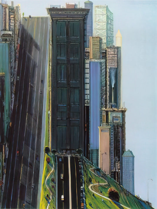 Wayne Thiebaud's Landscape Paintings: A Sweet Departure into California's Light - Hill Street Day City - 1981 by Wayne Thiebaud