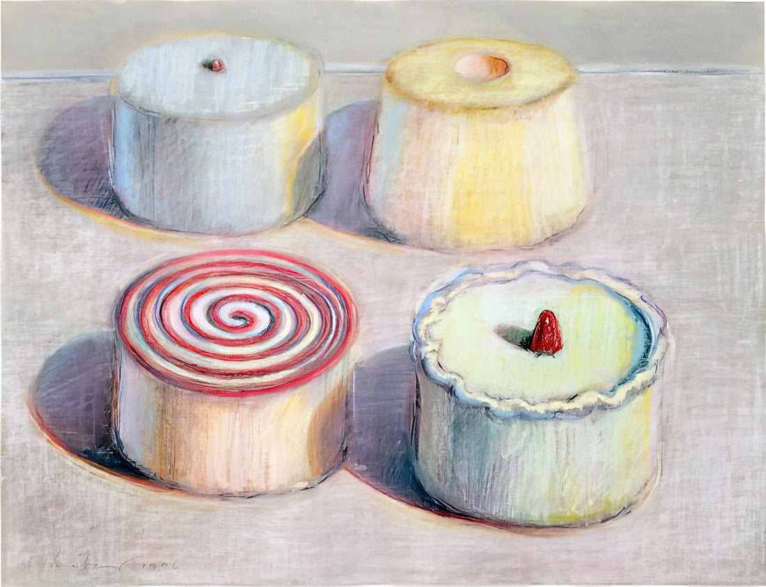 Wayne Thiebaud's Most Famous Painting: A Deep Dive into the Artist's Iconic Dessert Masterpiece - Four Cakes - 1996 by Wayne Thiebaud
