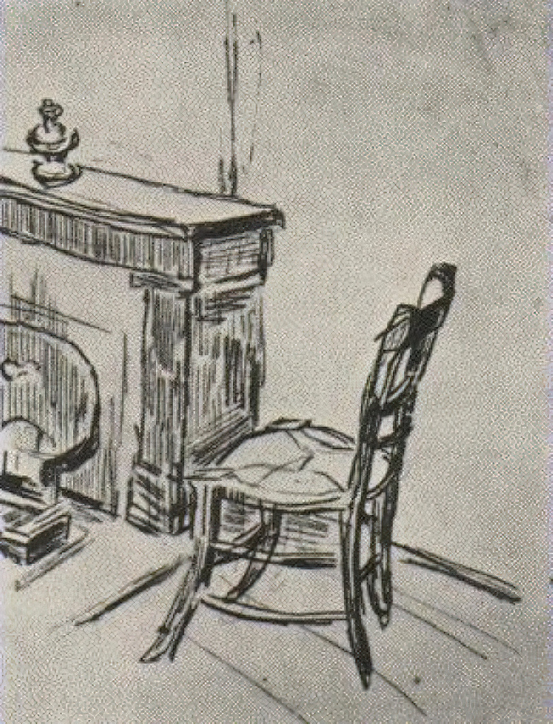 Wheat Field with Cypresses Print: Van Gogh's Vision of Nature's Majesty - Chair near the Stove by Vincent van Gogh