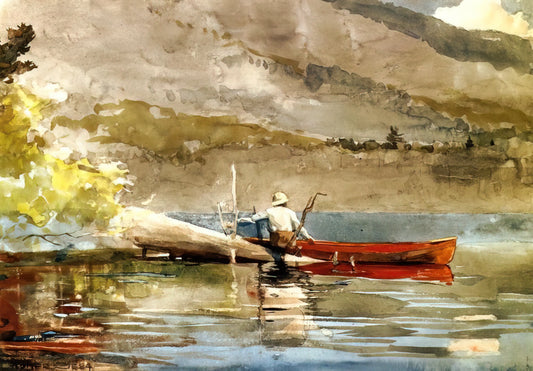 Winslow Homer at the Clark Art Institute: A Deep Dive into an American Master's Legacy - THE RED CANOE 1884 by Winslow Homer