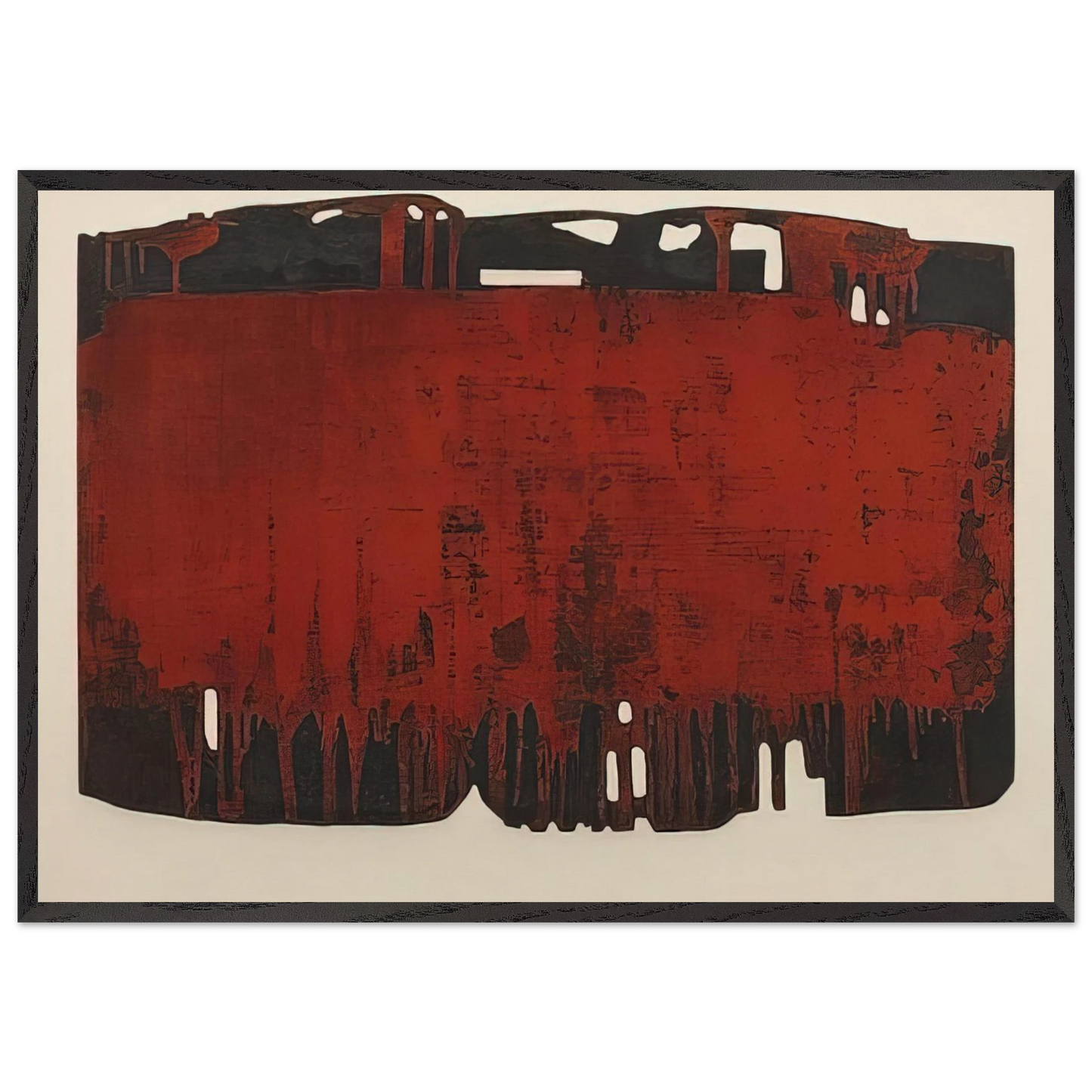 Composition rouille et noire XXV - 1974 - Pierre Soulages 70x100 cm / 28x40 inches Framed Art Print – Black Wooden Frame