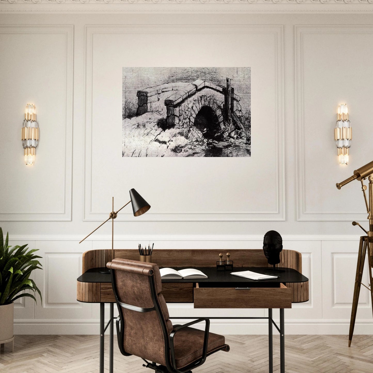 The Bridge - Vincent van Gogh Brushed Aluminum Print - 70x100 cm / 28x40 inches | Vincent van Gogh Aluminum Print | Vincent van Gogh Prints