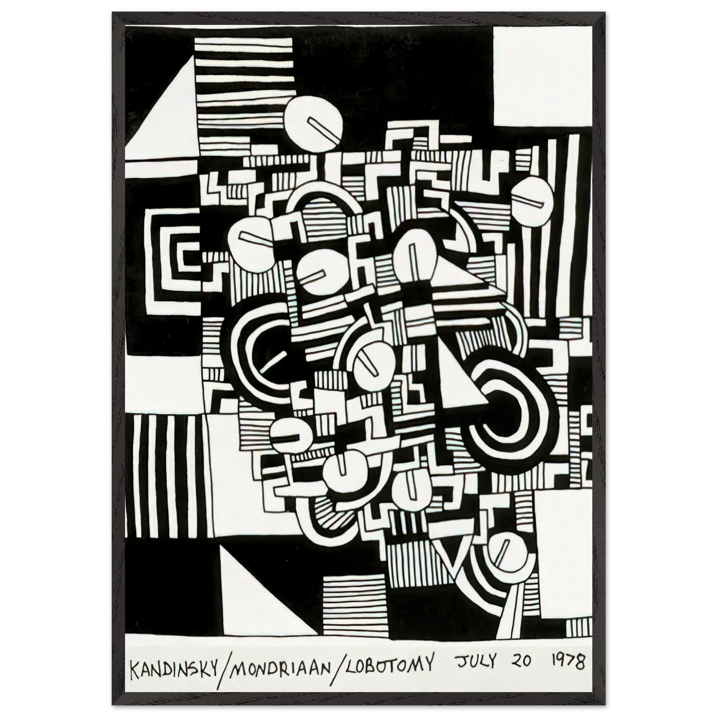 UNTITLED 1978 N4 - Keith Haring 70x100 cm / 28x40 inches Framed Art Print – Black Wooden Frame | Keith Haring Art For Sale