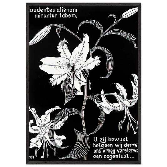 Flowers N2 - MC Escher 70x100 cm / 28x40 inches Framed Art Print – Black Wooden Frame | Maurits Cornelis Escher Prints