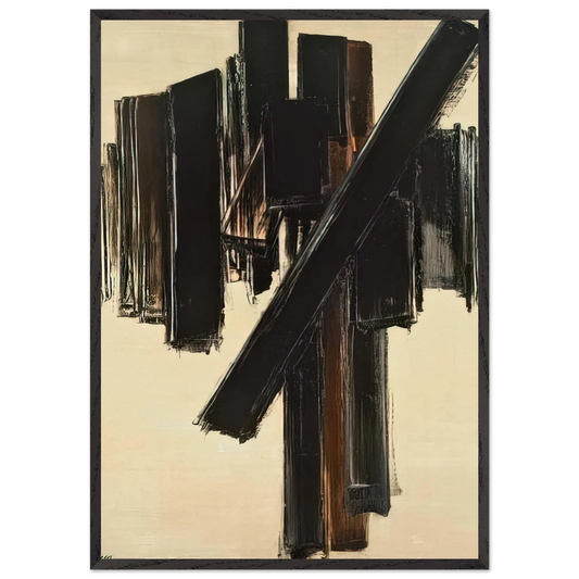 Peinture 10 juin 1958 - 1958 - Pierre Soulages 70x100 cm / 28x40 inches Framed Art Print – Black Wooden Frame