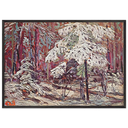 SNOW IN THE WOODS 1916 - Tom Thomson 70x100 cm / 28x40 inches Framed Art Print – Black Wooden Frame