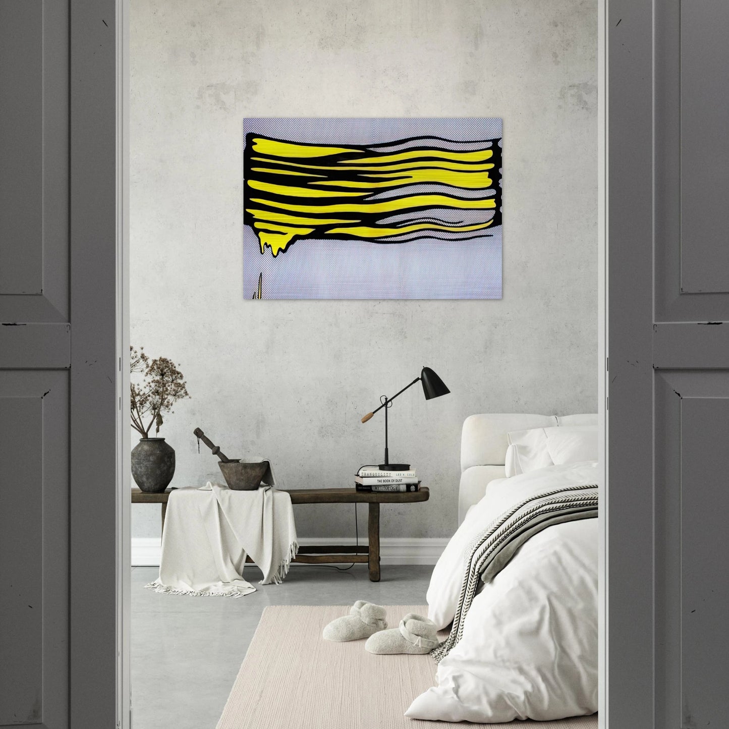 YELLOW BRUSHSTROKE II 1965 - Roy Lichtenstein Brushed Aluminum Print - 70x100 cm / 28x40 inches | Roy Lichtenstein Aluminum Print | Roy Lichtenstein Prints