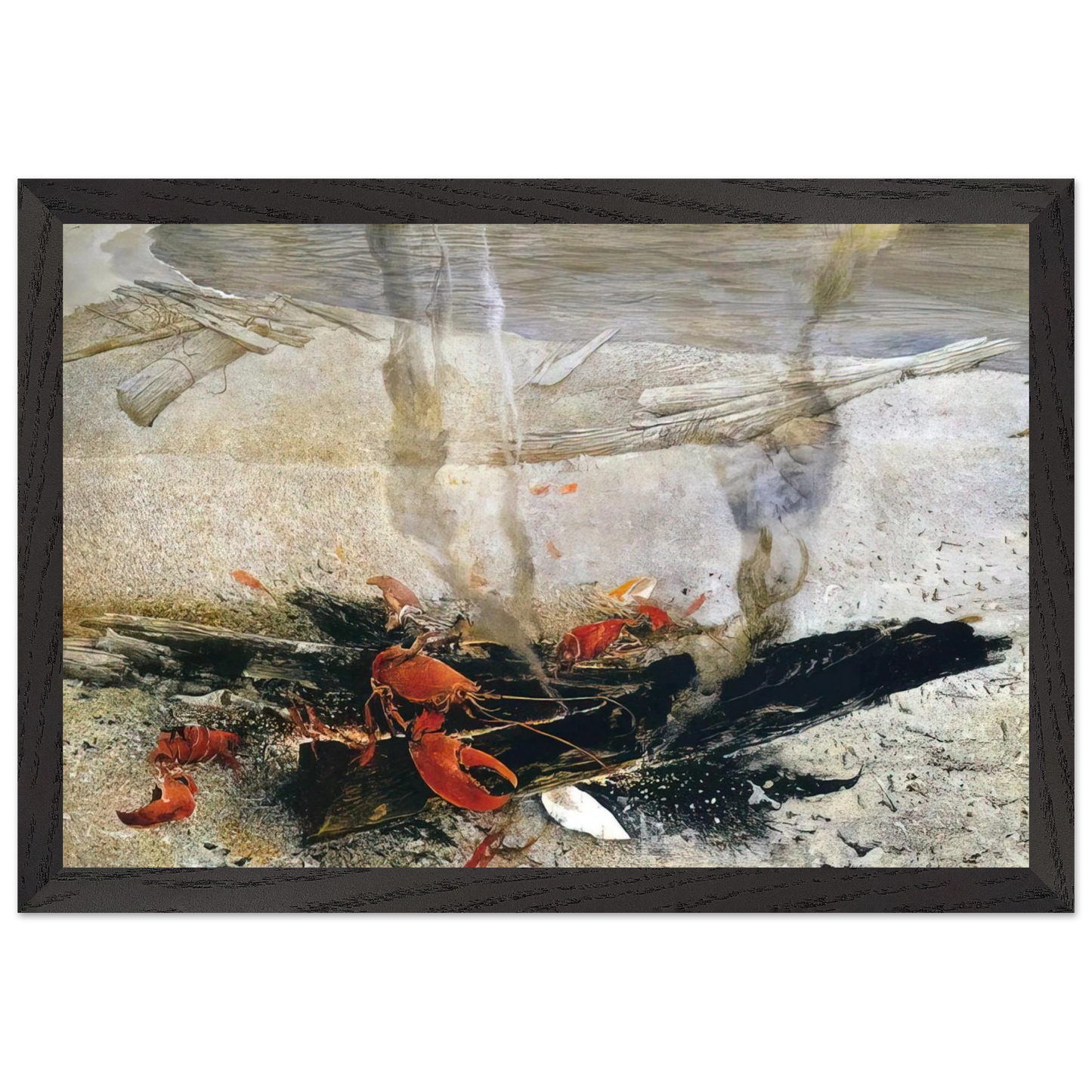 Andrew Wyeth - EMBERS 2000 Wall Art - 21x29.7 cm / 8x12" - Premium Wooden Framed Poster With Fine Art Paper-canvas - Black frame