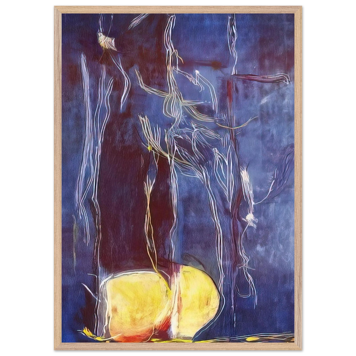 Helen Frankenthaler - All About Blue - 1994 Wall art - 28x43  cm / XL (11x17 inches) - Premium Wooden Framed Poster With Fine Art Paper-canvas - White frame