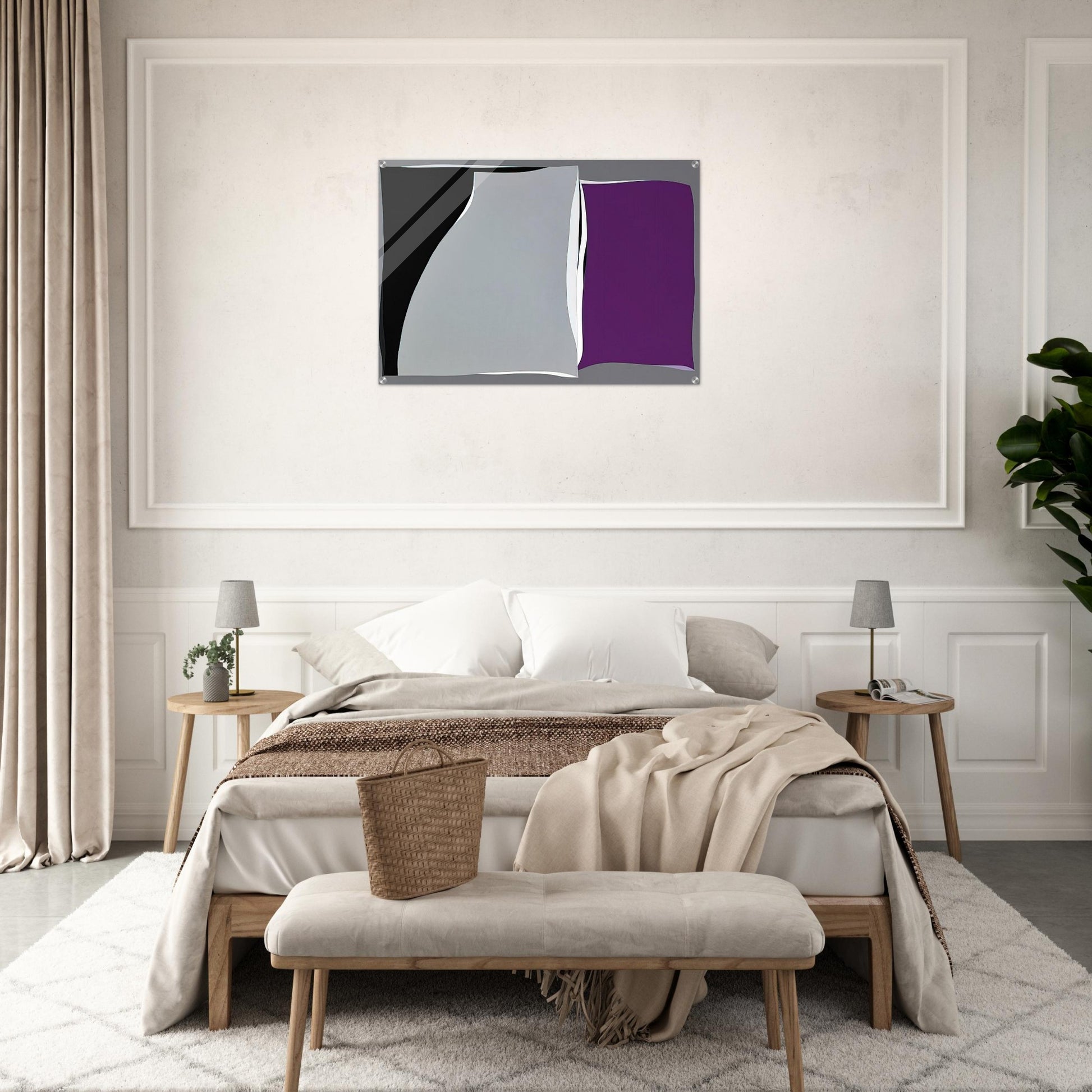 Black  Gray Curves with Purple - 1960 - Karl Benjamin Acrylic Print - 70x100 cm / 28x40″ inches | Karl Benjamin Wall Art | Karl Benjamin Prints