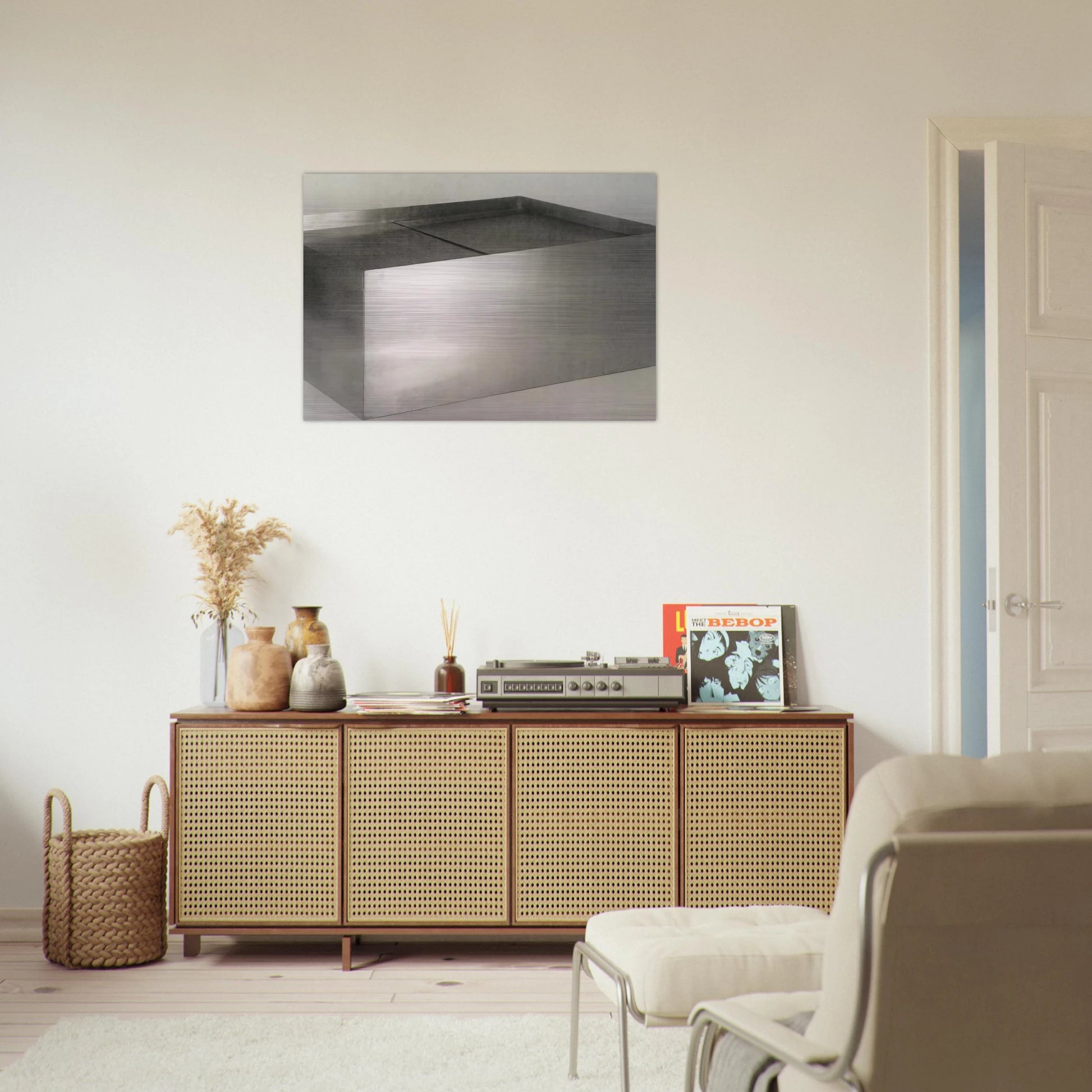 Untitled Double Coffee Table - 1971 - Donald Judd Brushed Aluminum Print - 70x100 cm / 28x40 inches | Donald Judd Aluminum Print | Donald Judd Prints