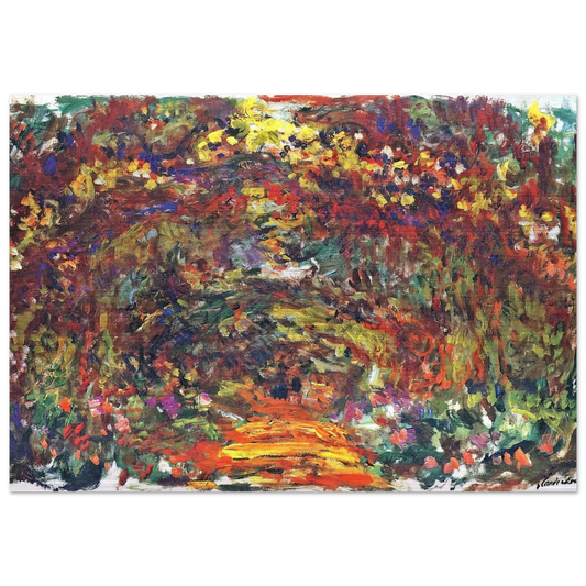 Path under the Rose Trellises, Giverny - claude monet Brushed Aluminum Print - 70x100 cm / 28x40 inches | claude monet Aluminum Print | claude monet Prints