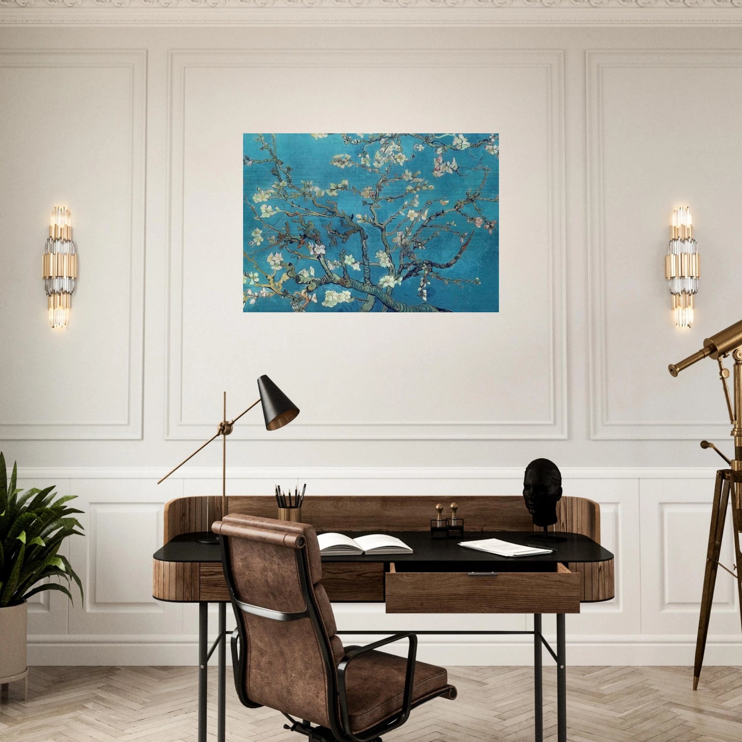 Branches with Almond Blossom - Vincent van Gogh Brushed Aluminum Print - 70x100 cm / 28x40 inches | Vincent van Gogh Aluminum Print | Vincent van Gogh Prints
