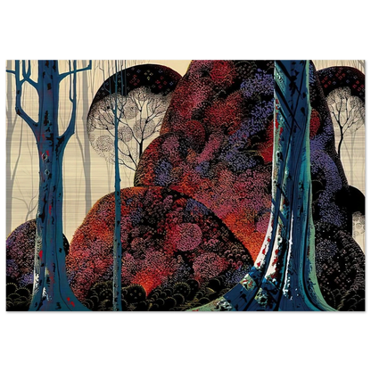 Jewel Forest - Eyvind Earle Brushed Aluminum Print - 70x100 cm / 28x40 inches | Eyvind Earle Aluminum Print | Eyvind Earle Prints