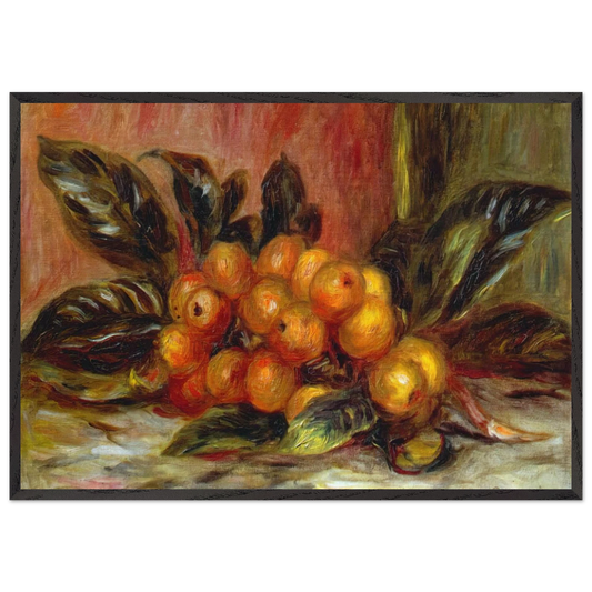 Medlar Branch - Pierre-Auguste Renoir 70x100 cm / 28x40 inches Framed Art Print – Black Wooden Frame