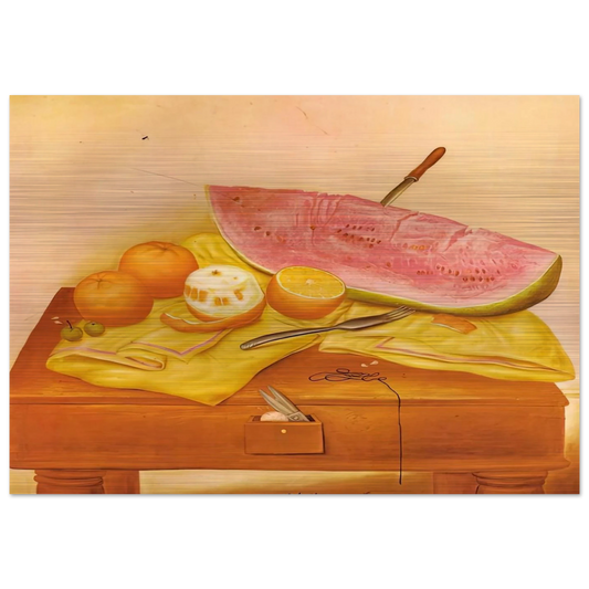WATERMELONS AND ORANGES - Fernando Botero Brushed Aluminum Print - 70x100 cm / 28x40 inches | Fernando Botero Aluminum Print | Fernando Botero Prints