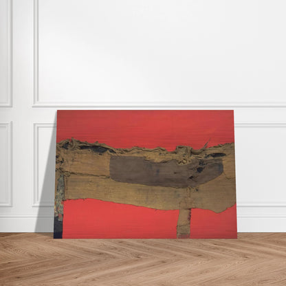 Sacking and Red - 1954 - Alberto Burri Brushed Aluminum Print - 70x100 cm / 28x40 inches | Alberto Burri Aluminum Print | Alberto Burri Prints