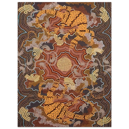 Clifford Possum Tjapaltjarri - Perentie Goanna Dreaming - 1992  75x100 cm / 30x40inches Fine Art Poster