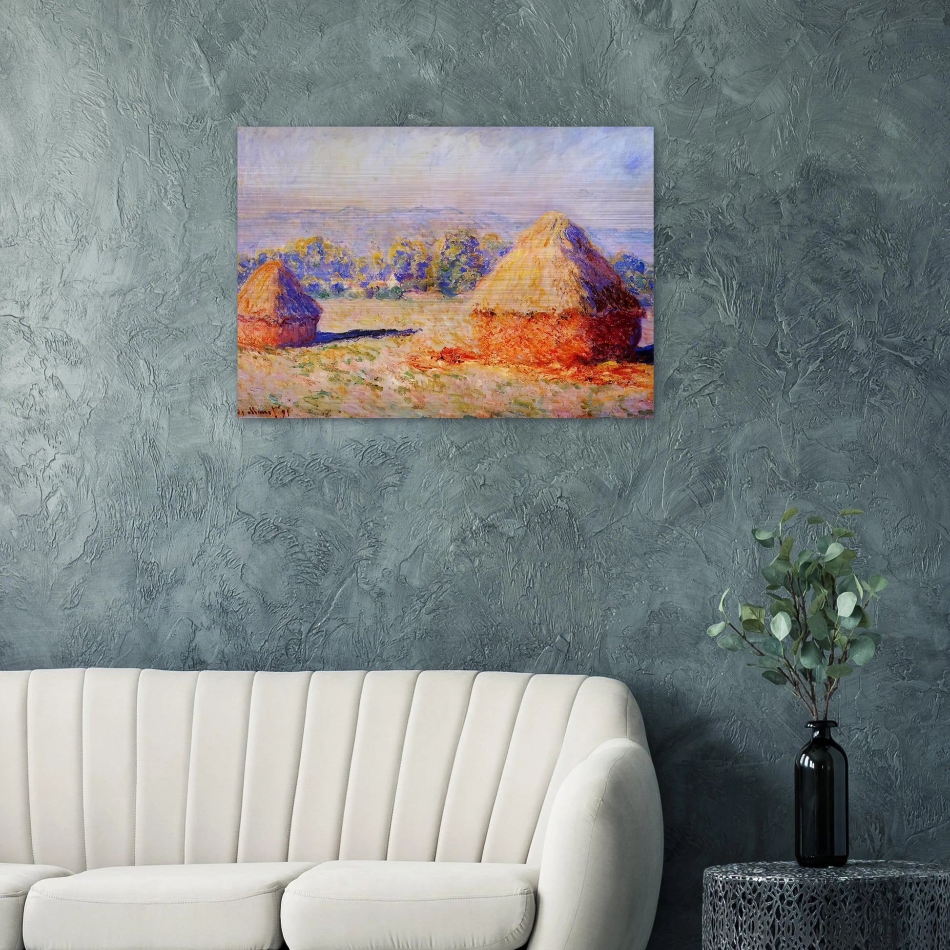 Grainstacks in the Sunlight, Morning Effect - claude monet Brushed Aluminum Print - 70x100 cm / 28x40 inches | claude monet Aluminum Print | claude monet Prints