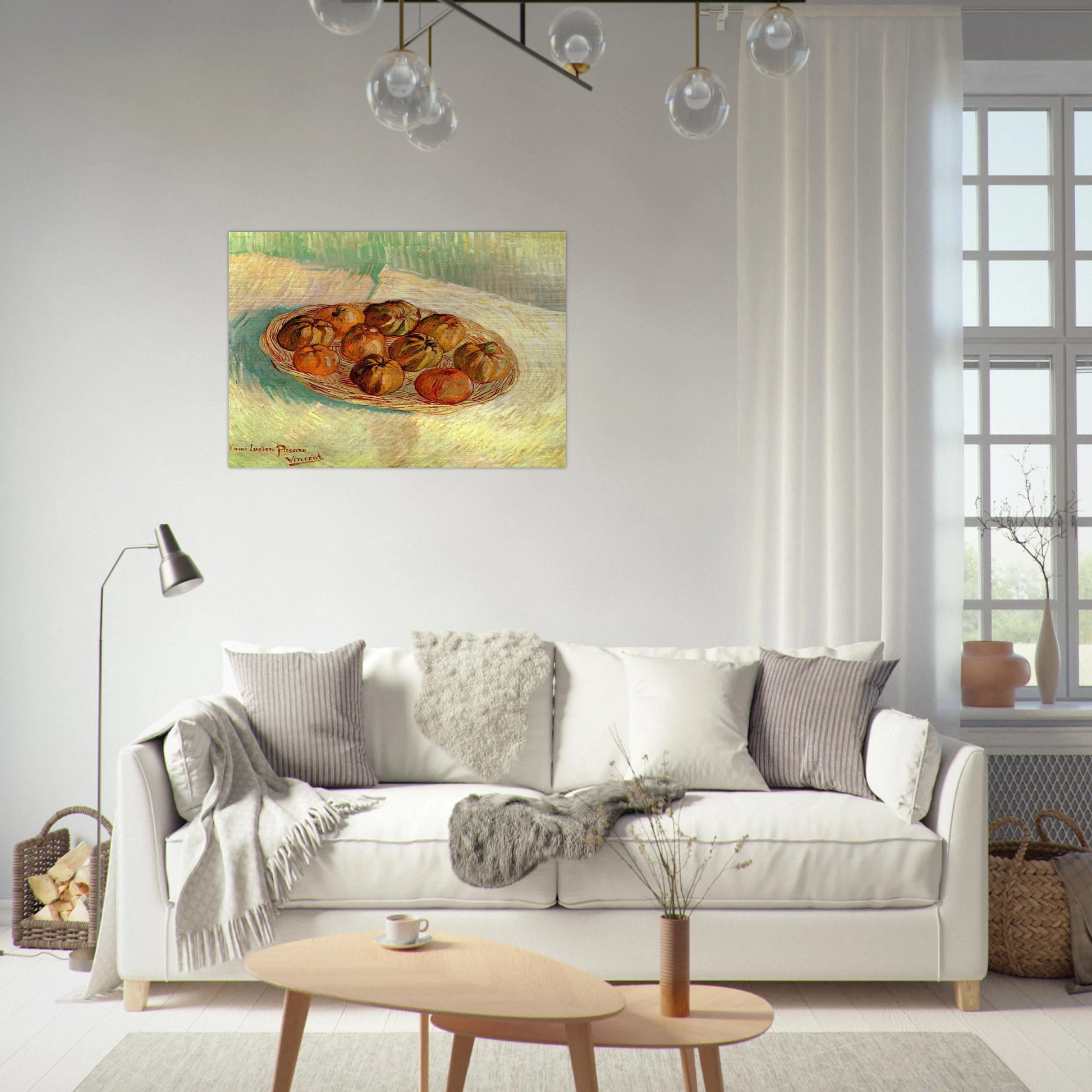 Still Life with Basket of Apples to Lucien Pissarro - Vincent van Gogh Brushed Aluminum Print - 70x100 cm / 28x40 inches | Vincent van Gogh Aluminum Print | Vincent van Gogh Prints