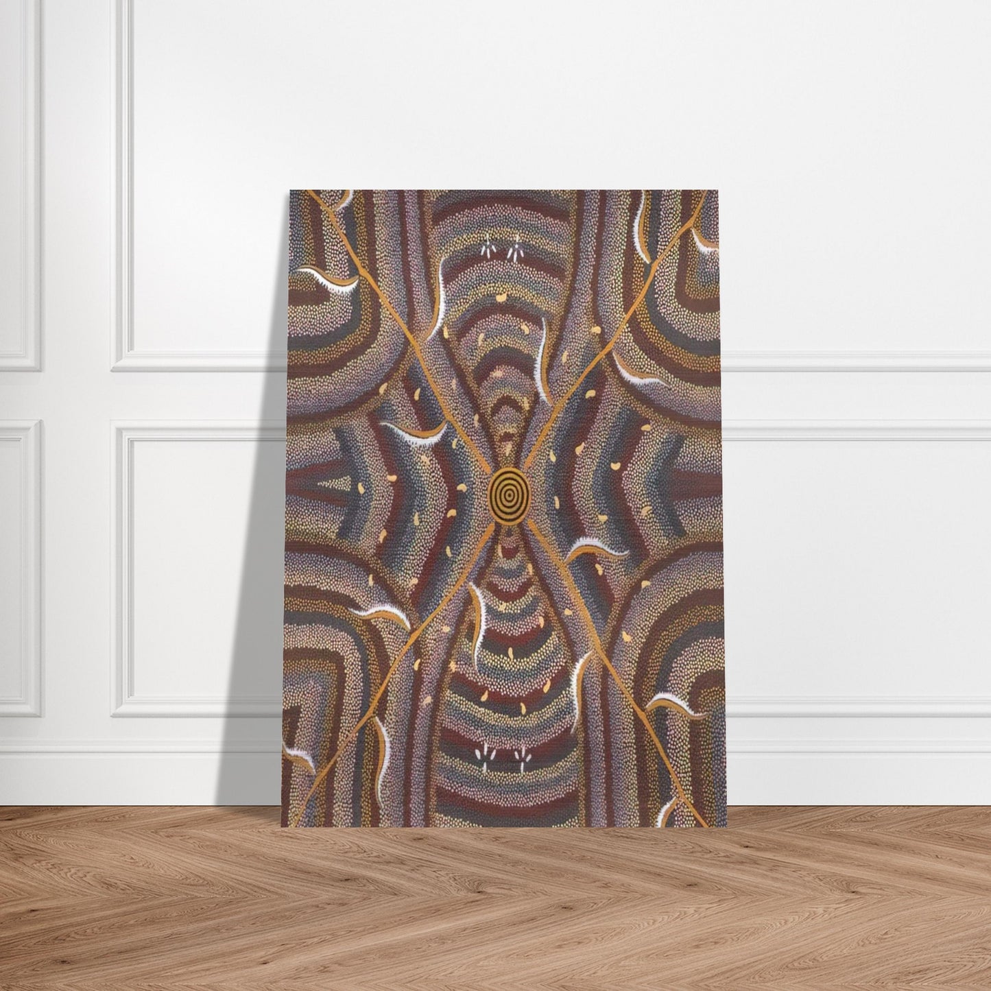 Untitled - 1987 - Clifford Possum Tjapaltjarri Brushed Aluminum Print - 70x100 cm / 28x40 inches | Clifford Possum Tjapaltjarri Aluminum Print | Clifford Possum Tjapaltjarri Prints