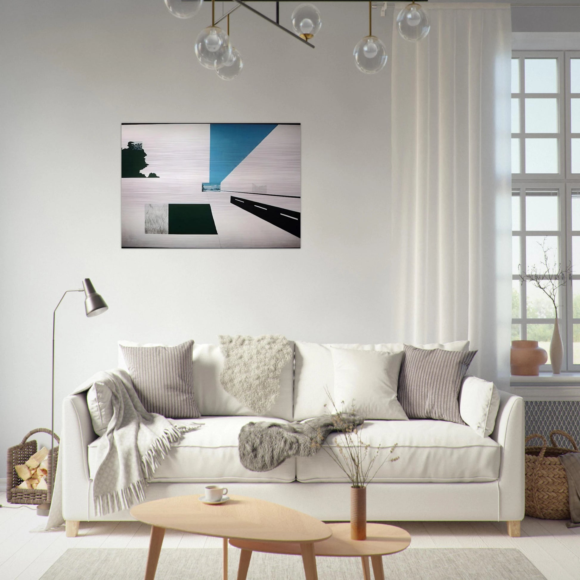 Looking North at 121 Mile Marker - Pop Art - Allan D Arcangelo Brushed Aluminum Print - 70x100 cm / 28x40 inches | Allan D Arcangelo Aluminum Print | Allan D Arcangelo Prints