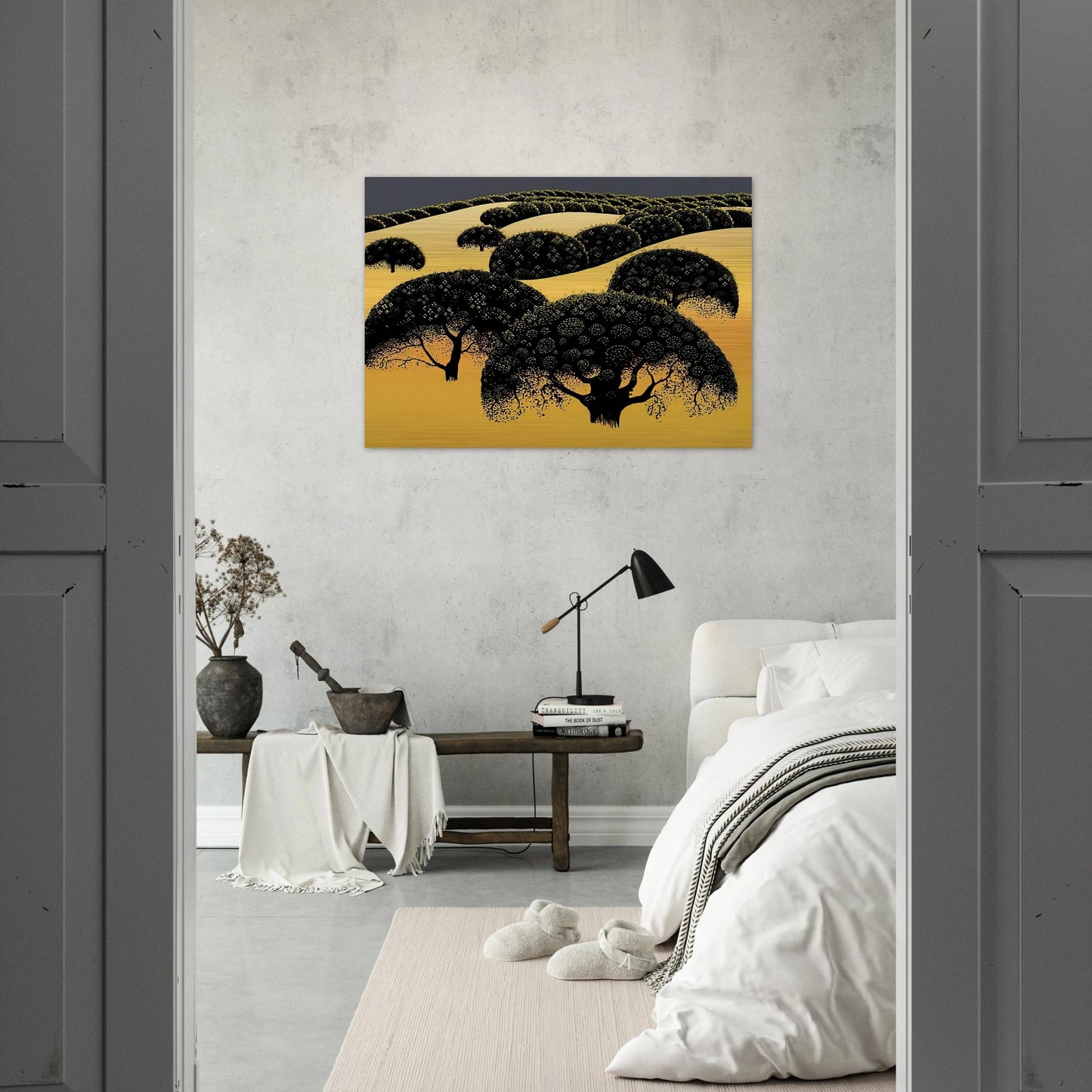 Santa Ynez Oaks - Eyvind Earle Brushed Aluminum Print - 70x100 cm / 28x40 inches | Eyvind Earle Aluminum Print | Eyvind Earle Prints