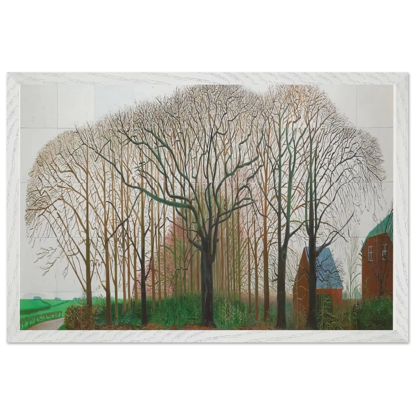 David Hockney - David Hockney Wall art - 27x35 cm / 11x14 Inches - Premium Wooden Framed Poster With Fine Art Paper - White frame